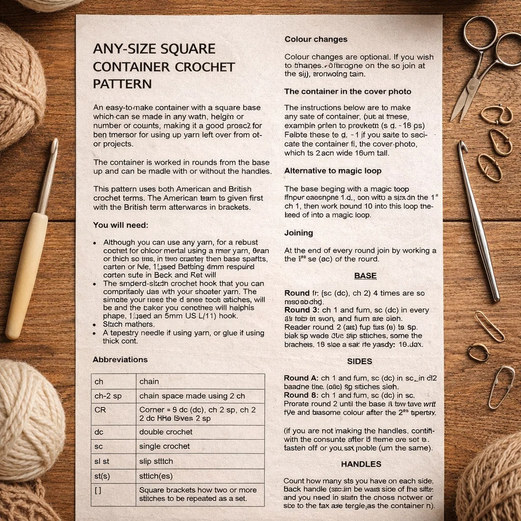 Crochet pattern PDF with step-by-step photo instructions and written row-by-row guides for beginners