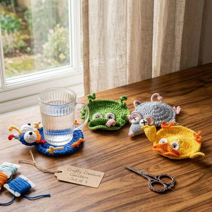 18 Animal Mug Hugger Crochet Patterns Bundle PDF | Funny Cup Coasters & Mug Rugs | Instant Download